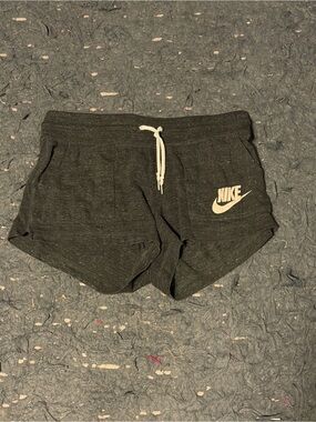 Nike Women's Dark Gray Athletic Shorts with White Logo